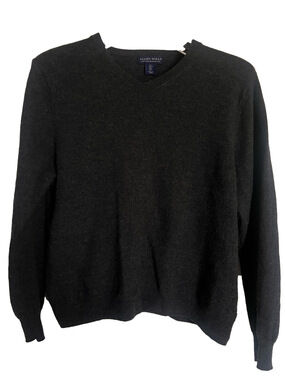 Allen Solly Extra Fine Merino Wool Gray V-Neck Men’s Sweater - Size Large